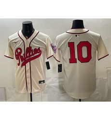 Men Philadelphia Phillies  10 J T  Realmuto Cream 2026 Field of Dreams Stadium Stitched Baseball Jersey