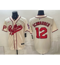 Men Philadelphia Phillies 12 Kyle Schwarber Cream 2026 Field of Dreams Stadium Stitched Baseball Jersey Men Philadelphia Phillies 12 Kyle Schwarber Cream 2026 Field of Dreams Stadium Stitched Baseball Jersey