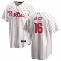 Men Philadelphia Phillies 16 Brandon Marsh White Cool Base Stitched Baseball Jersey 754