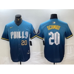 Men Philadelphia Phillies 20 Mike Schmidt Blue 2024 City Connect Limited Stitched Jersey 1