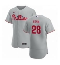 Men Philadelphia Phillies 28 Alec Bohm Men Nike Gray Road 2020 Authentic Player MLB Jersey