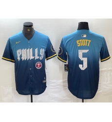 Men Philadelphia Phillies 5 Bryson Stott Blue 2024 City Connect Limited Stitched Jersey 5