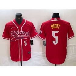 Men Philadelphia Phillies 5 Bryson Stott Red 2024 City Connect Stitched Jersey 2