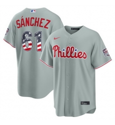 Men Philadelphia Phillies 61 Jhoan Sanchez Grey USA 250 Fourth of July Home Stitched Baseball Jersey Men Philadelphia Phillies 61 Jhoan Sanchez Grey USA 250 Fourth of July Home Stitched Baseball Jersey
