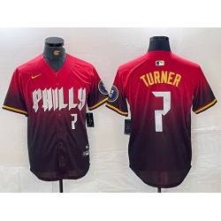 Men Philadelphia Phillies 7 Trea Turner Red 2024 City Connect Limited Stitched Jersey 5