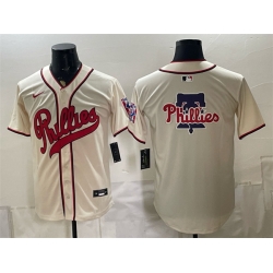 Men Philadelphia Phillies Team Big Logo Cream 2026 Field of Dreams Stadium Stitched Baseball Jersey