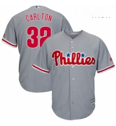 Mens Majestic Philadelphia Phillies 32 Steve Carlton Replica Grey Road Cool Base MLB Jersey