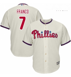 Mens Majestic Philadelphia Phillies 7 Maikel Franco Replica Cream Alternate Cool Base MLB Jersey