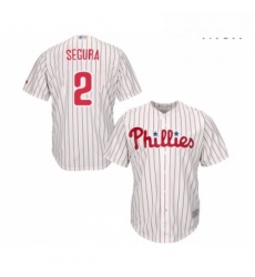 Mens Philadelphia Phillies 2 Jean Segura Replica White Red Strip Home Cool Base Baseball Jersey 