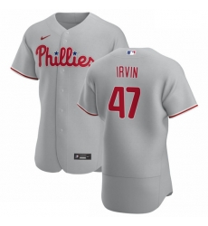 Philadelphia Phillies 47 Cole Irvin Men Nike Gray Road 2020 Authentic Player MLB Jersey