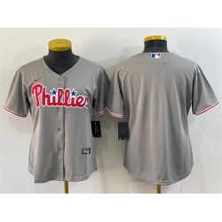 Women Philadelphia Phillies Blank Gray Cool Base Stitched Baseball Jersey