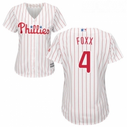 Womens Majestic Philadelphia Phillies 4 Jimmy Foxx Authentic WhiteRed Strip Home Cool Base MLB Jersey