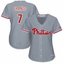 Womens Majestic Philadelphia Phillies 7 Maikel Franco Authentic Grey Road Cool Base MLB Jersey