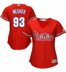 Womens Majestic Philadelphia Phillies 93 Pat Neshek Authentic Red Alternate Cool Base MLB Jersey 