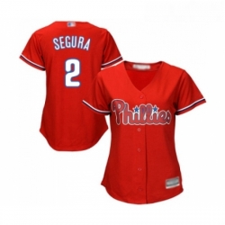 Womens Philadelphia Phillies 2 Jean Segura Replica Red Alternate Cool Base Baseball Jersey 