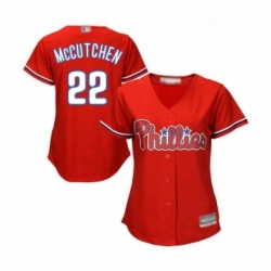 Womens Philadelphia Phillies 22 Andrew McCutchen Replica Red Alternate Cool Base Baseball Jersey 