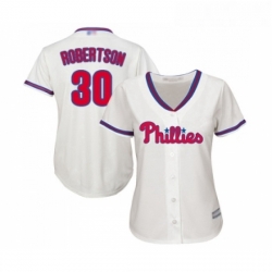 Womens Philadelphia Phillies 30 David Robertson Replica Cream Alternate Cool Base Baseball Jersey 