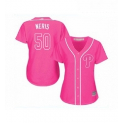 Womens Philadelphia Phillies 50 Hector Neris Replica Pink Fashion Cool Base Baseball Jersey 