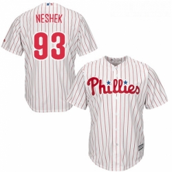 Youth Majestic Philadelphia Phillies 93 Pat Neshek Authentic WhiteRed Strip Home Cool Base MLB Jersey 