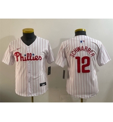 Youth Philadelphia Phillies 12 Kyle Schwarber White Limited Stitched Jersey Youth Philadelphia Phillies 12 Kyle Schwarber White Limited Stitched Jersey