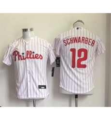 Youth Philadelphia Phillies  12 Kyle Schwarber White Stitched Jersey