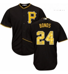 Mens Majestic Pittsburgh Pirates 24 Barry Bonds Authentic Black Team Logo Fashion Cool Base MLB Jersey