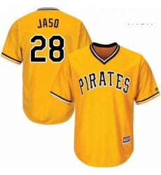 Mens Majestic Pittsburgh Pirates 28 John Jaso Replica Gold Alternate Cool Base MLB Jersey