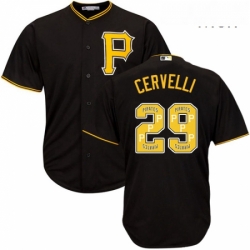 Mens Majestic Pittsburgh Pirates 29 Francisco Cervelli Authentic Black Team Logo Fashion Cool Base MLB Jersey