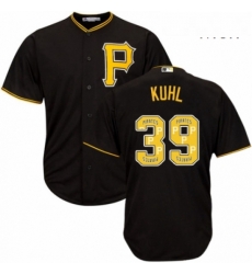 Mens Majestic Pittsburgh Pirates 39 Chad Kuhl Authentic Black Team Logo Fashion Cool Base MLB Jersey 