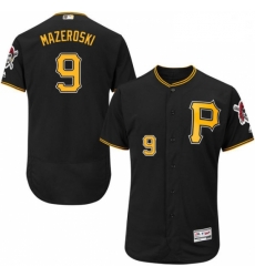 Mens Majestic Pittsburgh Pirates 9 Bill Mazeroski Black Alternate Flex Base Authentic Collection MLB Jersey