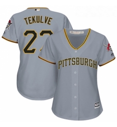 Womens Majestic Pittsburgh Pirates 27 Kent Tekulve Authentic Grey Road Cool Base MLB Jersey