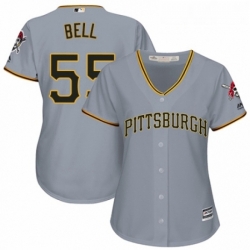 Womens Majestic Pittsburgh Pirates 55 Josh Bell Authentic Grey Road Cool Base MLB Jersey 