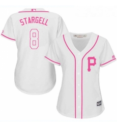 Womens Majestic Pittsburgh Pirates 8 Willie Stargell Replica White Fashion Cool Base MLB Jersey