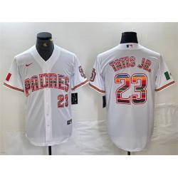 Men San Diego Padres 23 Fernando Tatis Jr  Mexico White Cool Base Stitched Baseball Jersey