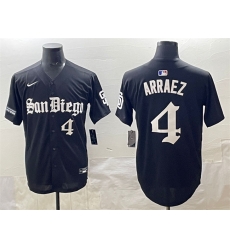 Men San Diego Padres 4 Luis Arraez Black Gothic Edition Vapor Limited Stitched Baseball Jersey