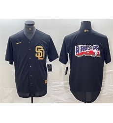 Men San Diego Padres Black Team Big Logo Cool Base Stitched Baseball Jersey