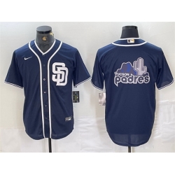 Men San Diego Padres Navy Team Big Logo Cool Base Stitched Baseball Jersey