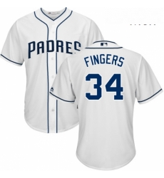 Mens Majestic San Diego Padres 34 Rollie Fingers Replica White Home Cool Base MLB Jersey