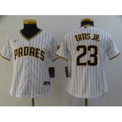 Women Padres 23 Fernando Tatis Jr  white Nike 2020 Cool Base Jersey