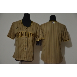 Women Padres Blank White Brown Cool Base Women Jersey