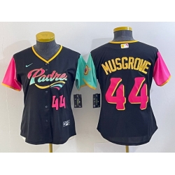 Women San Diego Padres 44 Joe Musgrove Black City Connect With Patch Stitched Baseball Jersey