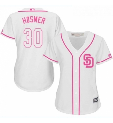 Womens Majestic San Diego Padres 30 Eric Hosmer Replica White Fashion Cool Base MLB Jersey 