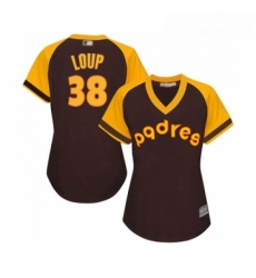 Womens San Diego Padres 38 Aaron Loup Replica Brown Alternate Cooperstown Cool Base Baseball Jersey 