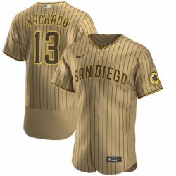 Toddler Nike San Diego Padres 13 Manny Machado Men Nike Tan Brown Flex Base Alternate Player Jersey