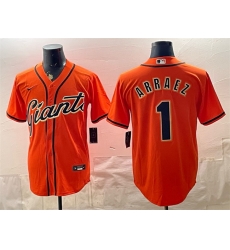 Men San Francisco Giants 1 Luis Arraez Orange Cool Base Stitched Baseball Jersey Men San Francisco Giants 1 Luis Arraez Orange Cool Base Stitched Baseball Jersey