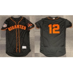 Men San Francisco Giants 12 Joe Panik Black 2018 Flex Base Stitched Jersey