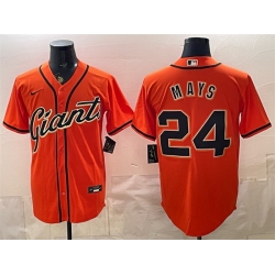 Men San Francisco Giants  24 Willie Mays Orange Cool Base Stitched Baseball Jersey