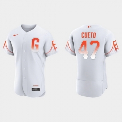 Men San Francisco Giants 47 Johnny Cueto Men 2021 City Connect Authentic White Jersey