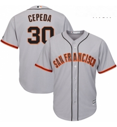 Mens Majestic San Francisco Giants 30 Orlando Cepeda Replica Grey Road Cool Base MLB Jersey