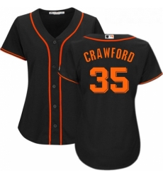 Womens Majestic San Francisco Giants 35 Brandon Crawford Replica Black Alternate Cool Base MLB Jersey